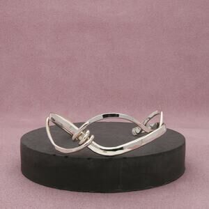 sterling silver vintage hammered wire wrapped cuff bracelet size 6.5in